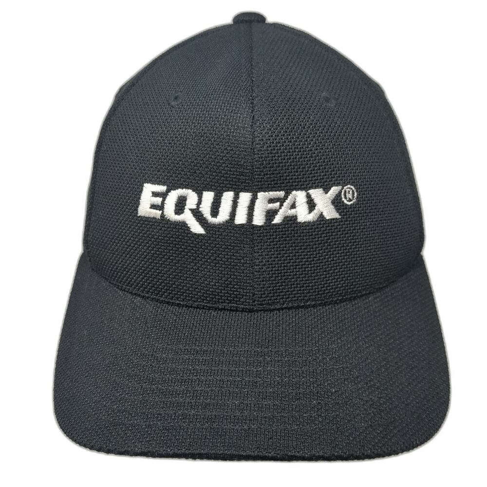Flexfit Baseball Cap Black One Size Equifax Logo Embroidered Promo Fitted hat